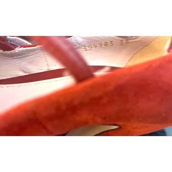 GUCCI SHOES LISBETH HIGH HEEL MARY JANE SUEDE LEATHER PEEP TOE PUMPS SZ 36/6 - Picture 7 of 10